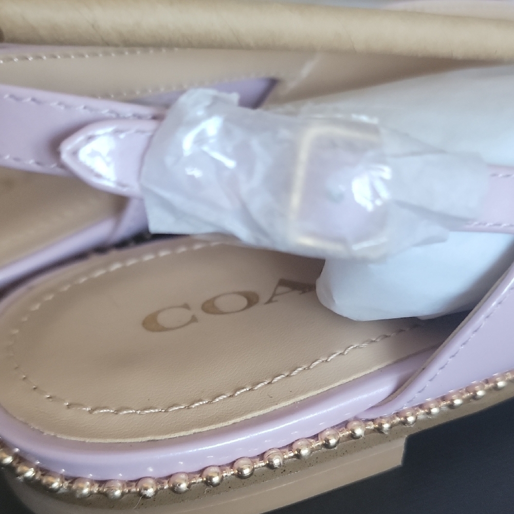 Coach Lilac Patent Leather Beaded-Trim Slingback Flats - Picture 9 of 10